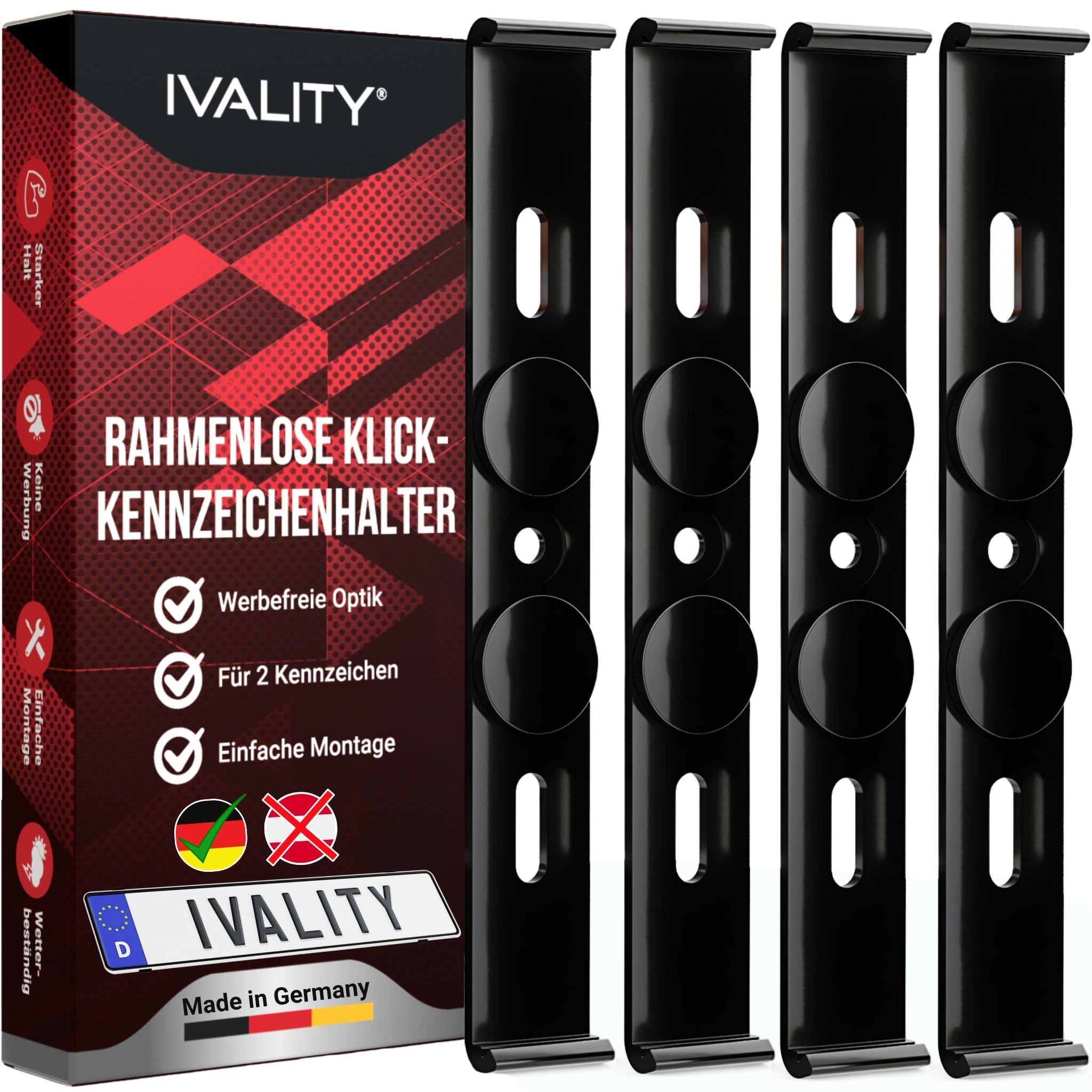 kennzeichenhalter anti vibration schildEVO 2 Kennzeichenhalter | Anti-Vibration | Vibrationsschutz |  Progressive Dämpfung | Schwarz | Kennzeichen | Nummernschildhalter | Klipp  Top 4 | Autokennzeichen | Auto PKW Kfz main image 0
