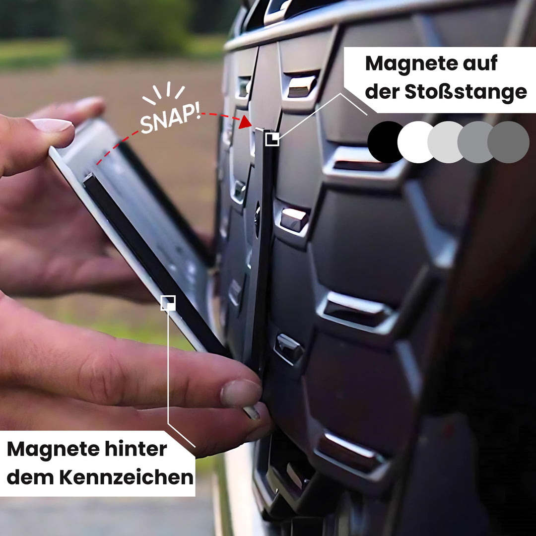 Magnet Kennzeichenhalter für Aluminium Kennzeichen - Auf der Stoßstange - 100% Legal