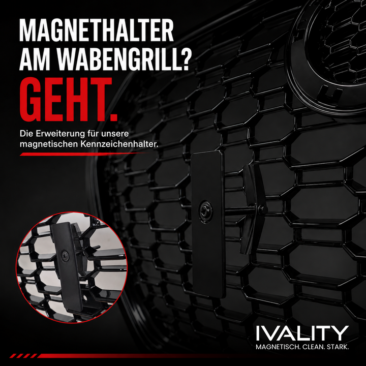 Wabengrill Adapter für rahmenlose Kennzeichenhalter