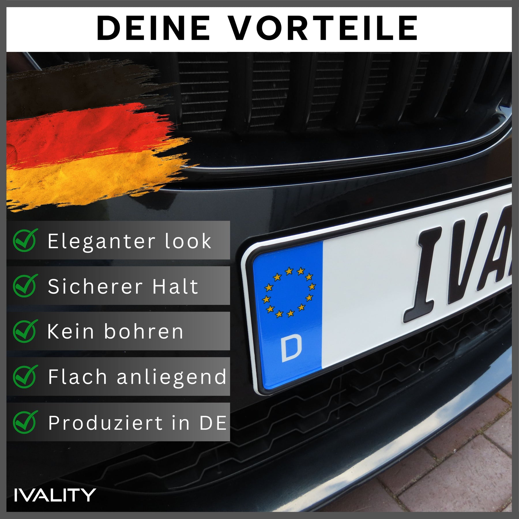 IVALITY Magnetischer Kennzeichen-Halter - Rahmenlose  Nummernschild-Halterung für 2X Alu-Kennzeichen - Wechselkennzeichen  Österreich - Magnet Auto-Zubehör : : Auto & Motorrad