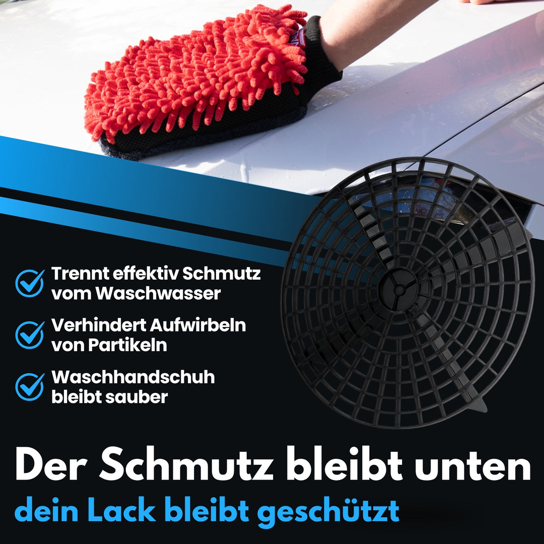 Robuster 20L Wascheimer mit Schmutzsieb und Schraubdeckel für die perfekte Autowäsche