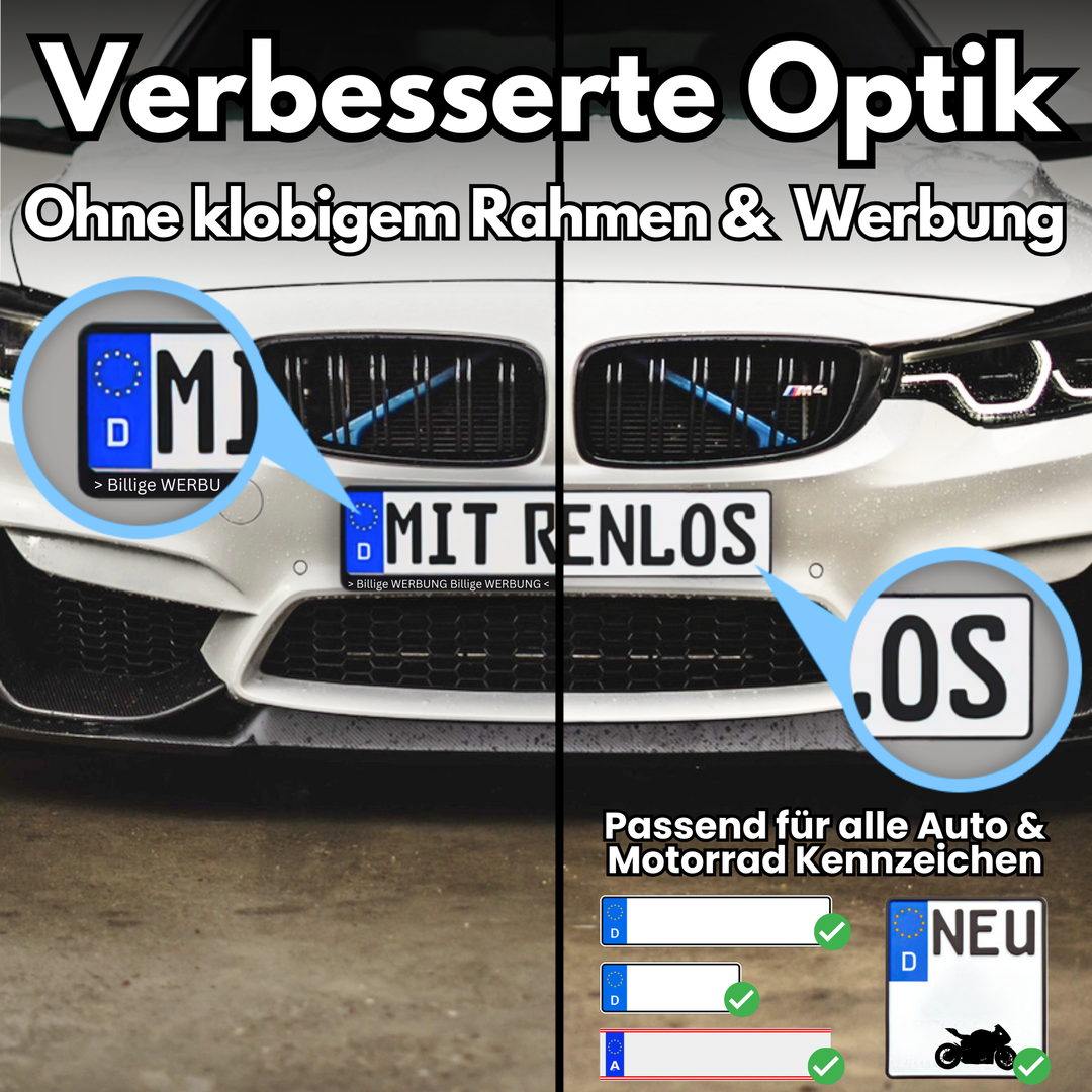 EINFÜHRUNGSPREIS - PlateLock Kennzeichenhalter rahmenlos - Auf der Stoßstange - Ultimative rahmenlose Optik