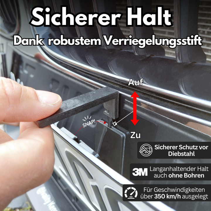 EINFÜHRUNGSPREIS - PlateLock Kennzeichenhalter rahmenlos - Auf der Stoßstange - Ultimative rahmenlose Optik