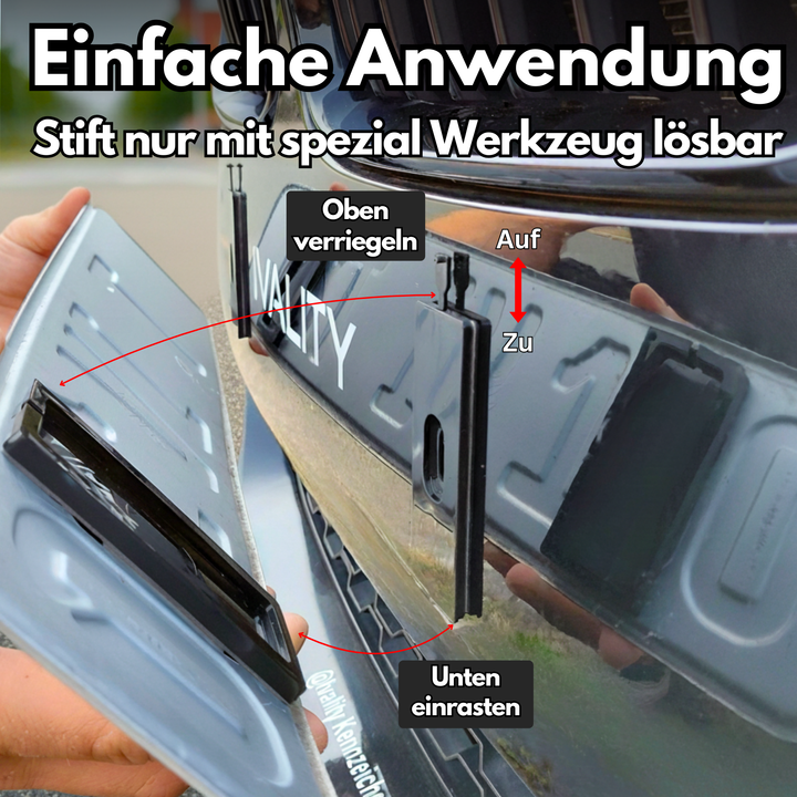 EINFÜHRUNGSPREIS - PlateLock Kennzeichenhalter rahmenlos - Auf der Stoßstange - Ultimative rahmenlose Optik