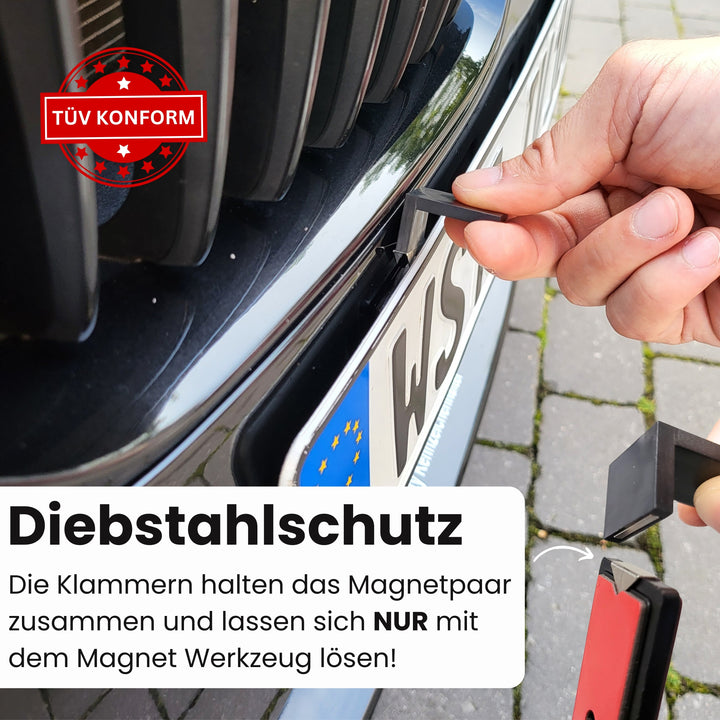 Magnet Kennzeichenhalter für Aluminium Kennzeichen - Auf der Stoßstange - 100% Legal