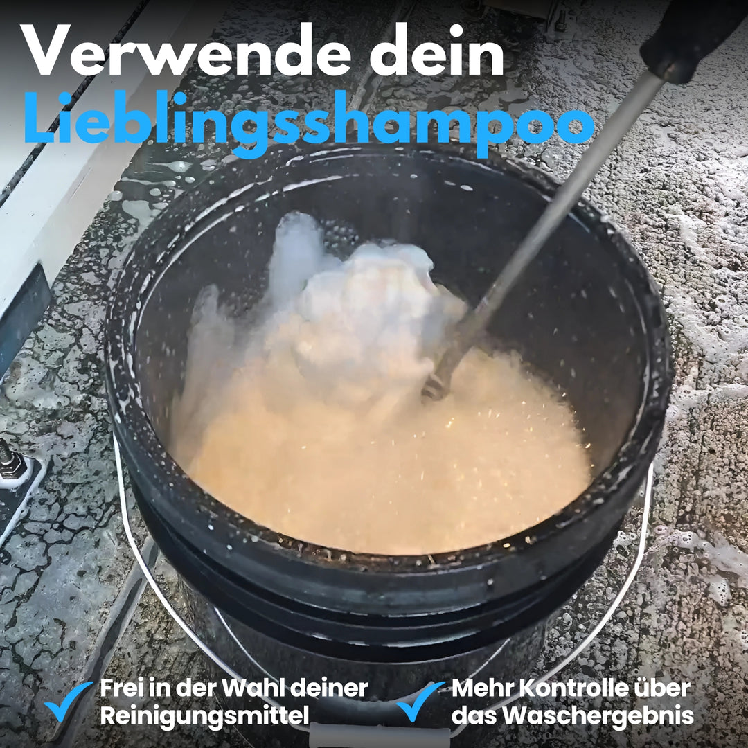 Robuster 20L Wascheimer mit Schmutzsieb und Schraubdeckel für die perfekte Autowäsche