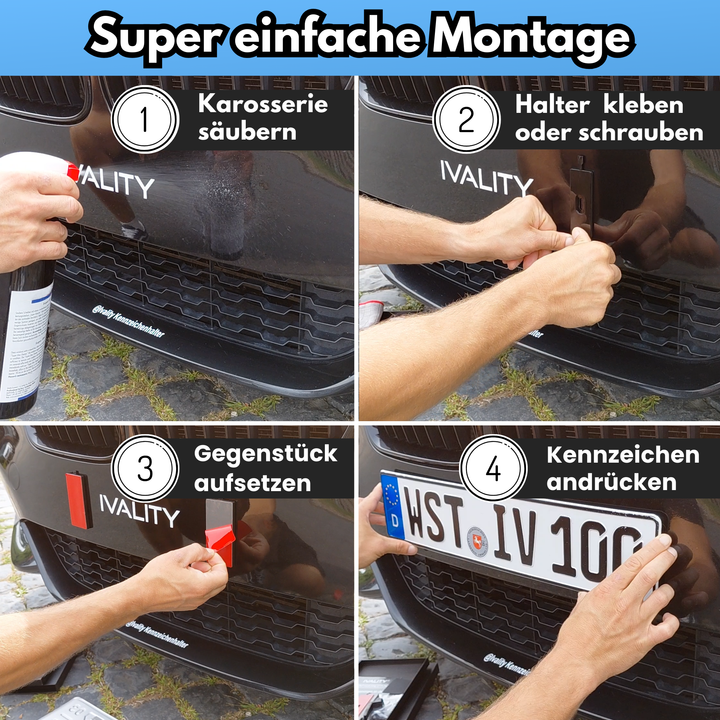 EINFÜHRUNGSPREIS - PlateLock Kennzeichenhalter rahmenlos - Auf der Stoßstange - Ultimative rahmenlose Optik