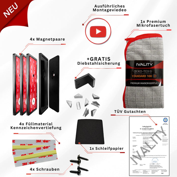Magnet Kennzeichenhalter + Trockentuch XXL 1800 GSM