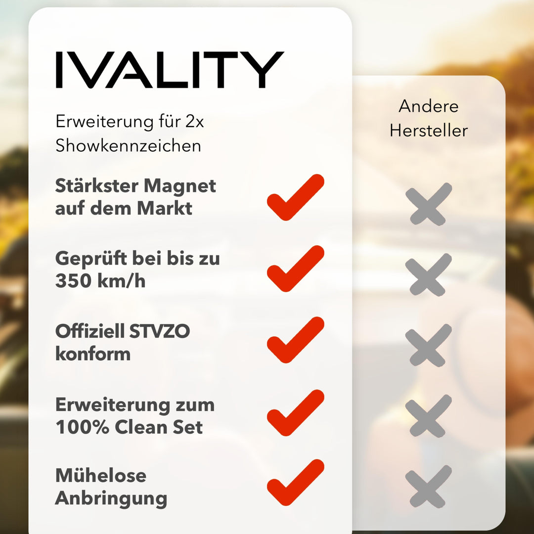 IVALITY® 1x Magnetischer Kennzeichen-Halter - Rahmenloser Magnet