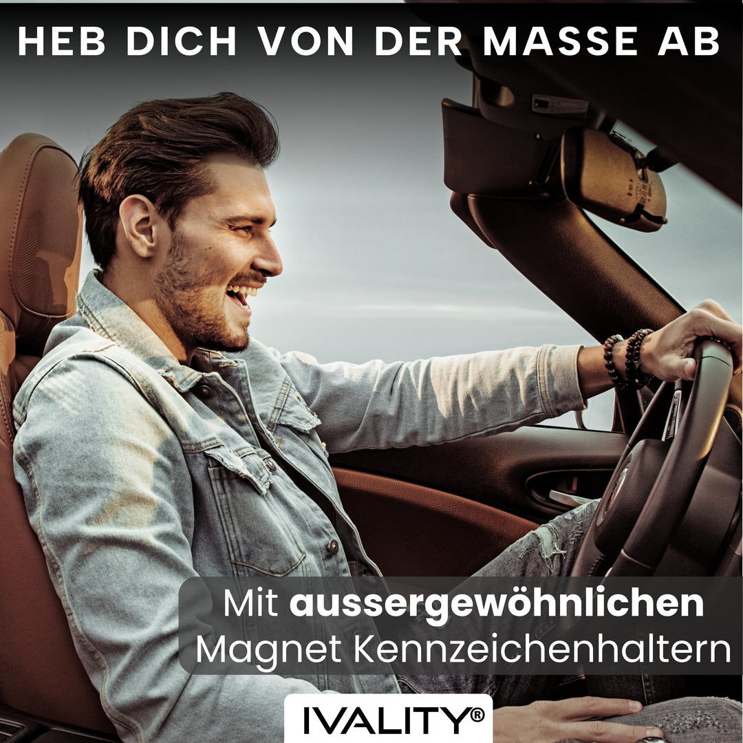 IVALITY Magnetischer Kennzeichen-Halter - Rahmenlose  Nummernschild-Halterung für 1X Alu-Kennzeichen - Wechselkennzeichen  Österreich - Magnet Auto-Zubehör : : Auto & Motorrad