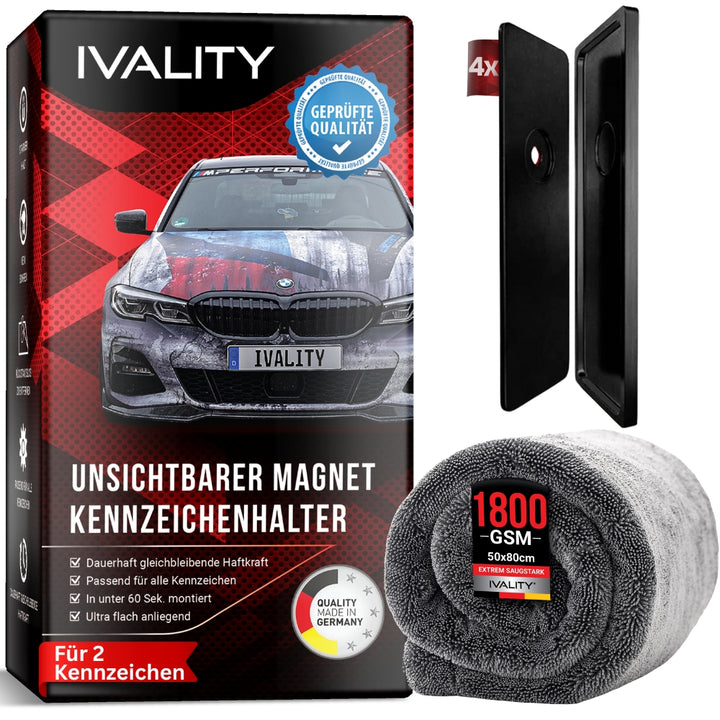 Magnet Kennzeichenhalter + Trockentuch XXL 1800 GSM